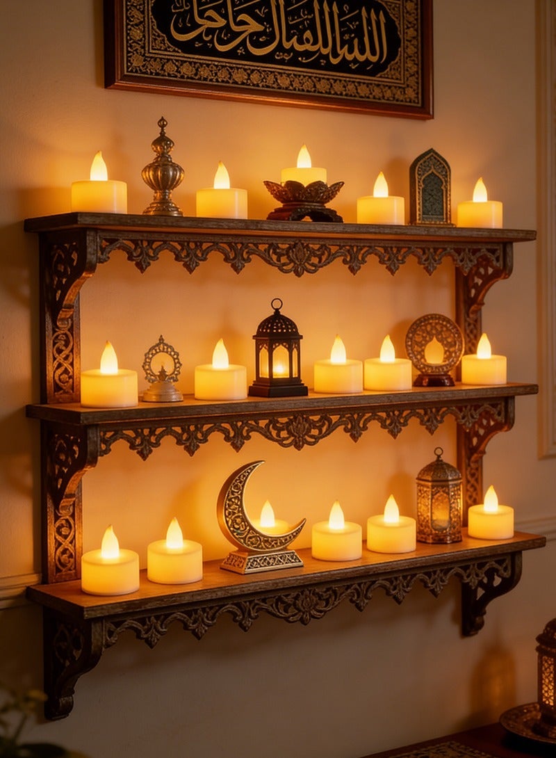 يواوليتي أضواء LED وشموع رمضان - 24 عبوة، زينة رمضان أساسية لغرفة المعيشة وطاولة الطعام، مثالية لتزيين رمضان الاحتفالي - Image 2